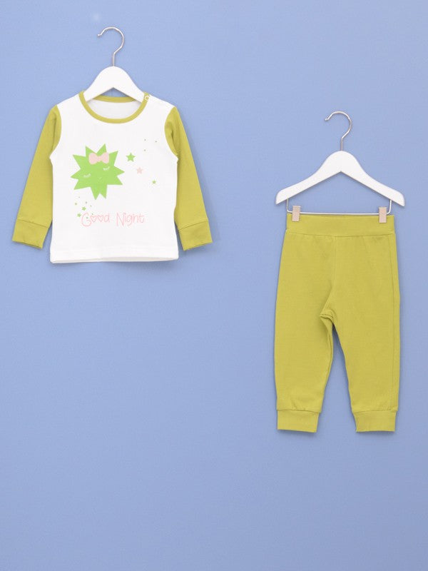 Pidžama za bebe devojčice 0350 - NOVO - 80 Zelena