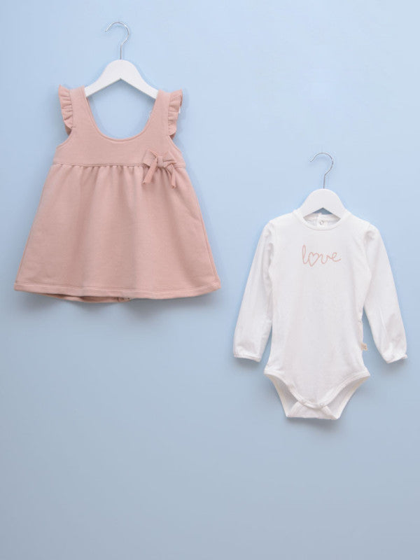 Bebi set haljina+bodi 68 Roze