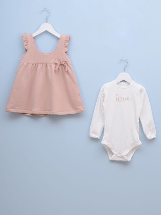Bebi set haljina+bodi 68 Roze