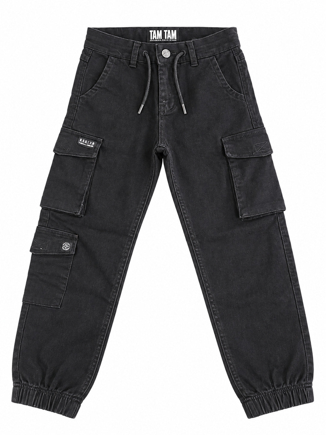 Crne keper pantalone ravnog kroja