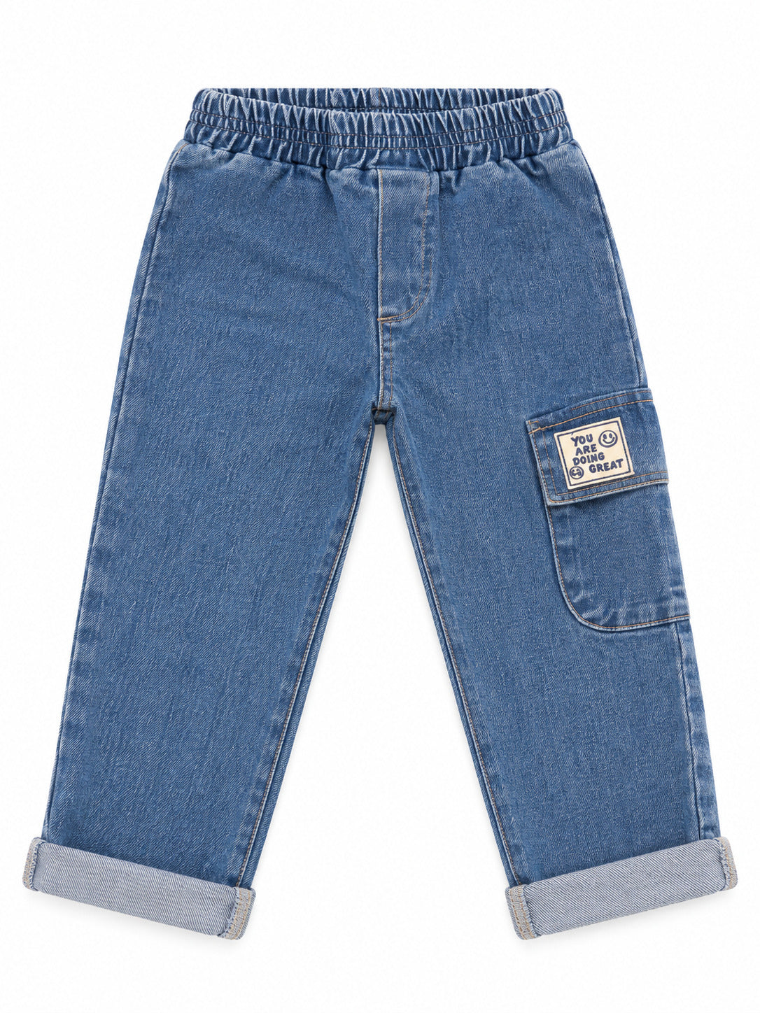 Pantalone od mekanog teksasa sa preklopnim džepom