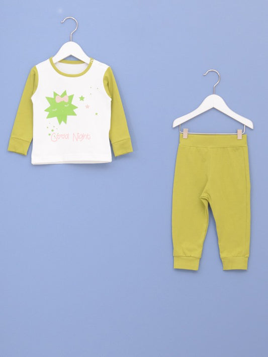 Pidžama za bebe devojčice 0350 - NOVO - 80 Zelena